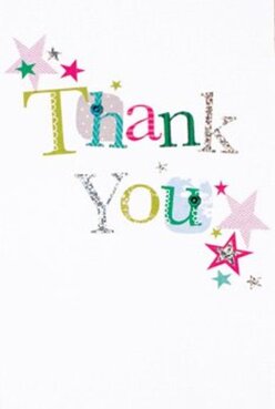 This thank you card, reminiscent of a Dulwich spring morning, captures delight through its vivid palette and inviting design. The 'Thank You' greeting unfolds in playful letters-each letter a canvas for cheerful hues and subtle textures such as glittering silver or tiny embroidered patterns, evoking the touch of an artisan's workshop near North Cross Road. Sprays of magenta, teal, and gold stars pepper the crisp white background, creating the impression of confetti gently settling after a joyful gathering in Dulwich Village. The print offers depth through both visual sparkle and the suggestion of a handcrafted surface, delivering a tactile pleasure soon associated with locally sourced creations. Paired with a bright bouquet from Dulwich Flowers, this card assures recipients of authentic gratitude. Every aspect reflects the area's thoughtful, creative spirit: warm, genuine, and always attentive to the delight of the person receiving it.